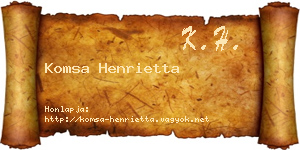 Komsa Henrietta névjegykártya